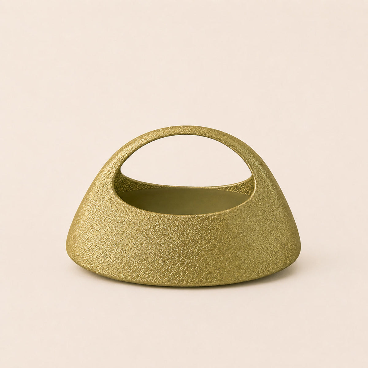 Elara Bag — sculptural bronze 3D printed handbag with a top handle