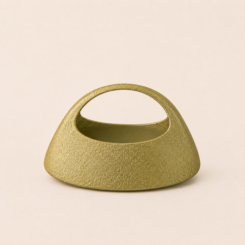 Elara Bag — sculptural bronze 3D printed handbag with a top handle