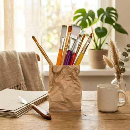 Crumpled Stationery Holder styled