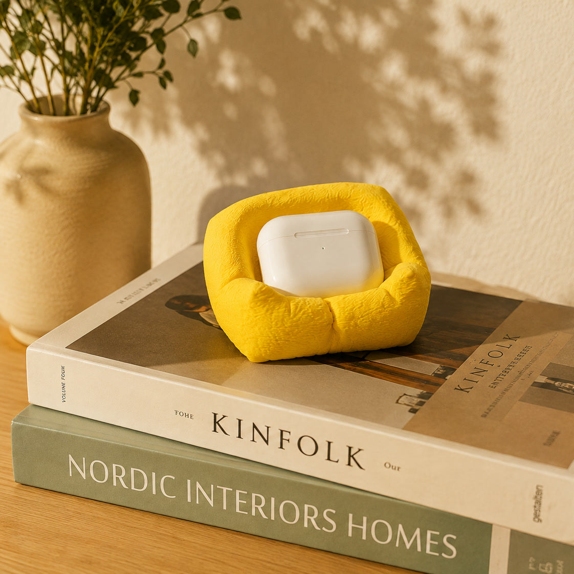 Cushion Bean AirPod Stand — 3D printed cushioned cradle for AirPods
