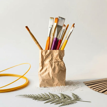 Crumpled Stationery Holder in Beige
