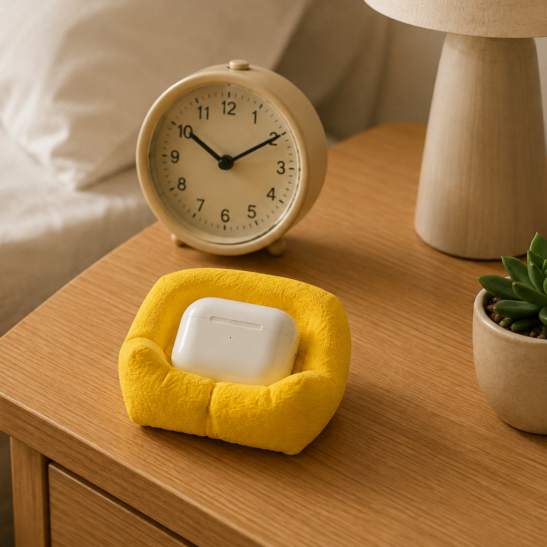 Cushion Bean AirPod Stand — 3D printed cushioned cradle for AirPods