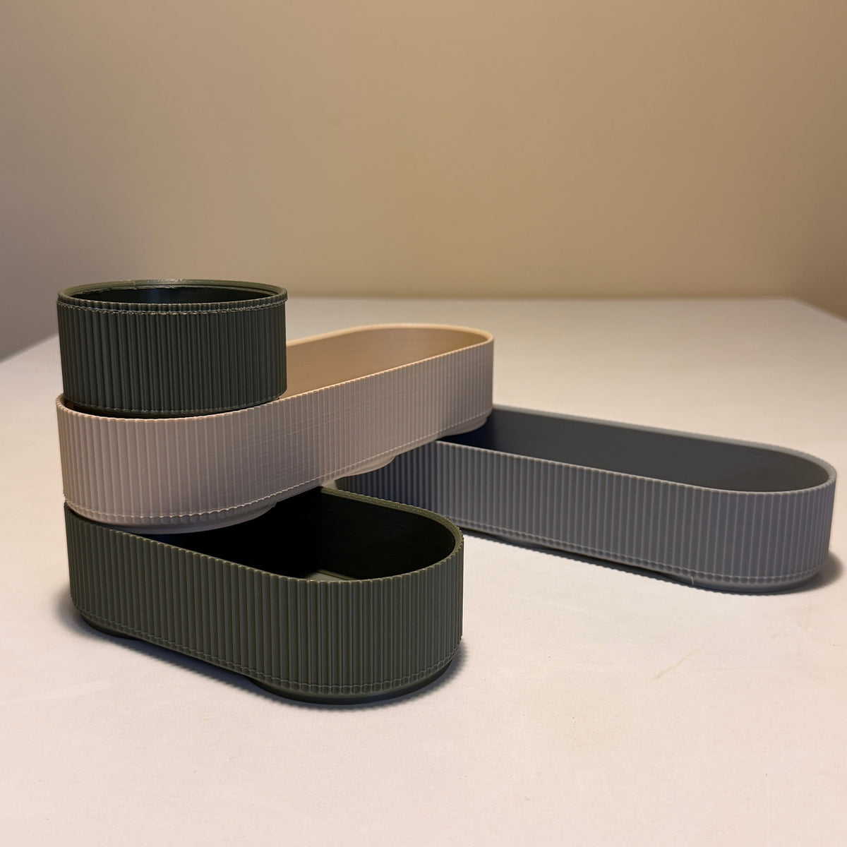 Stackflow Catch-All Tray, ribbed stacking organiser