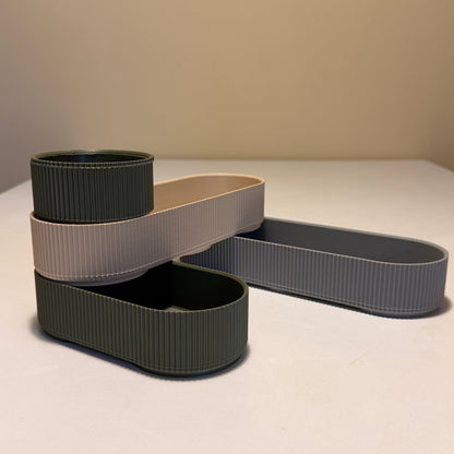 Stackflow Catch-All Tray, ribbed stacking organiser