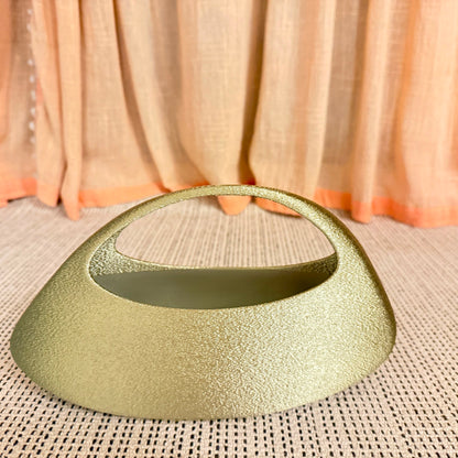 Elara Bag — sculptural bronze 3D printed handbag with a top handle