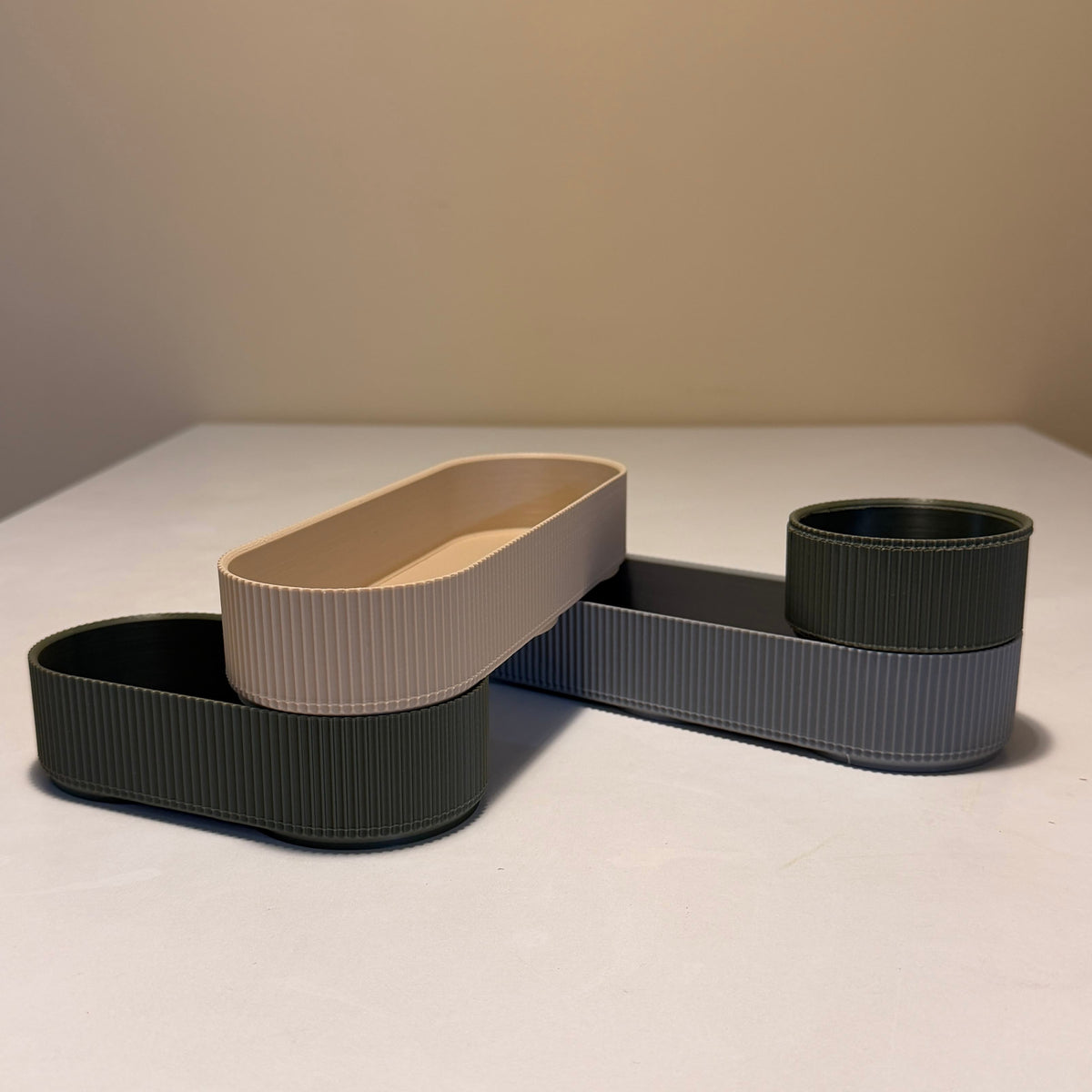 Stackflow Catch-All Tray, ribbed stacking organiser