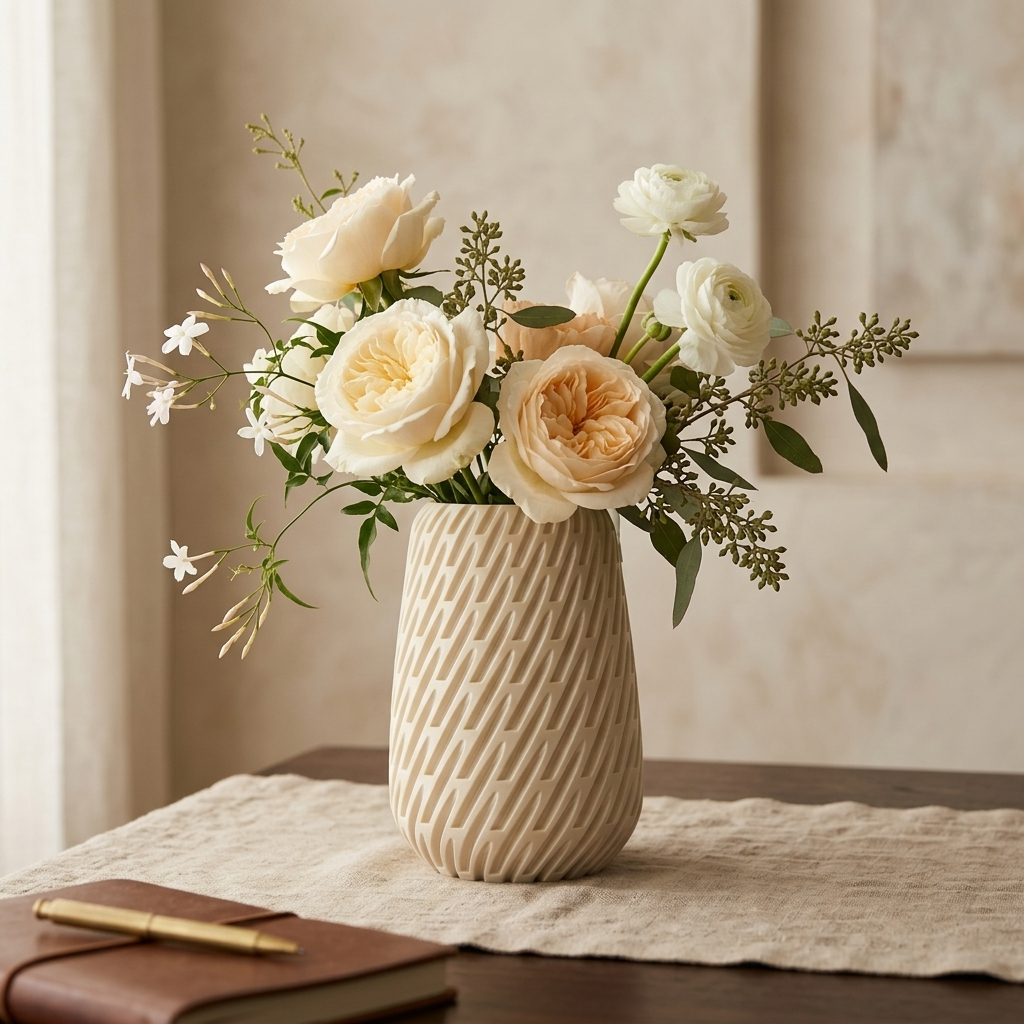 Beige Sway Vase, product view 4