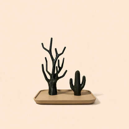 Succulent Jewellery Organiser with cactus and tree stands