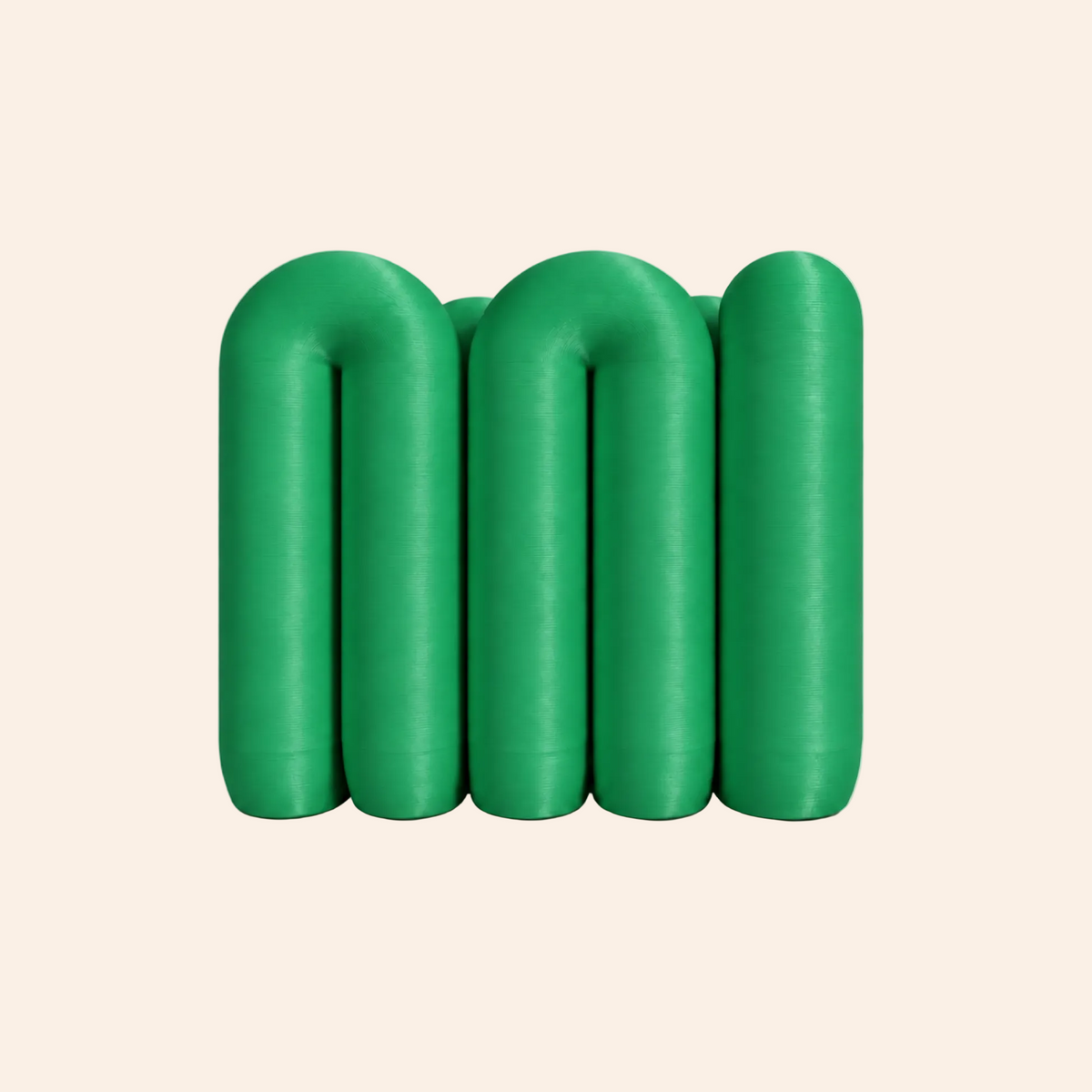 The Loop Stand in emerald green on a white background