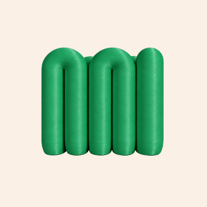 The Loop Stand in emerald green on a white background