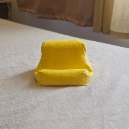 Cushion Bean Pod phone stand in yellow