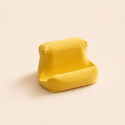 Cushion Bean Pod phone stand in yellow