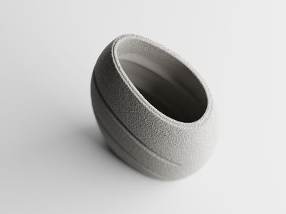 Ellipse Vase, a fuzzy-textured 3D printed vase