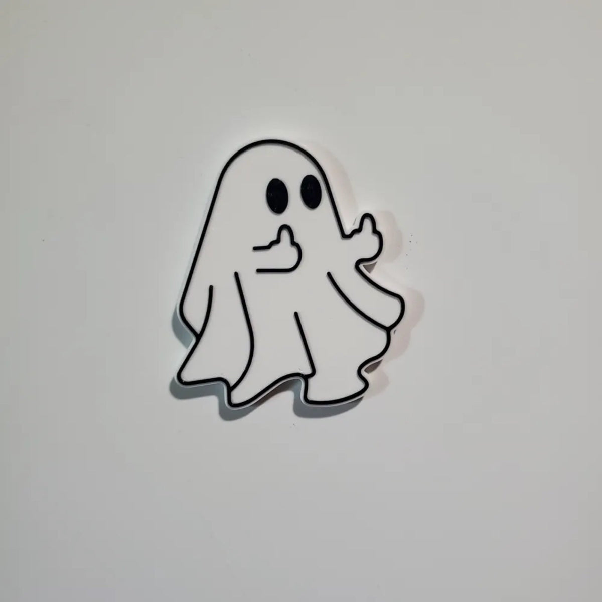 Single ghost fridge magnet in black and white