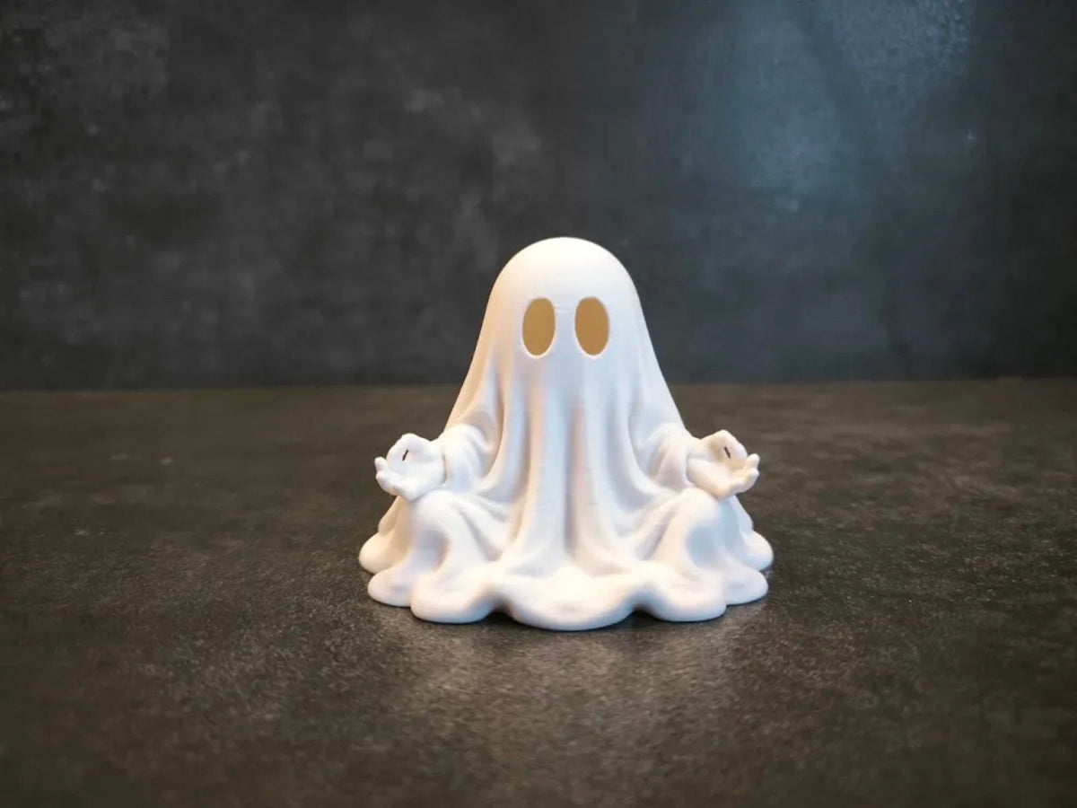Meditating Ghost - a serene ghost tealight sitting in meditation pose (primary)