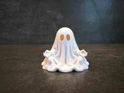 Meditating Ghost - a serene ghost tealight sitting in meditation pose (primary)