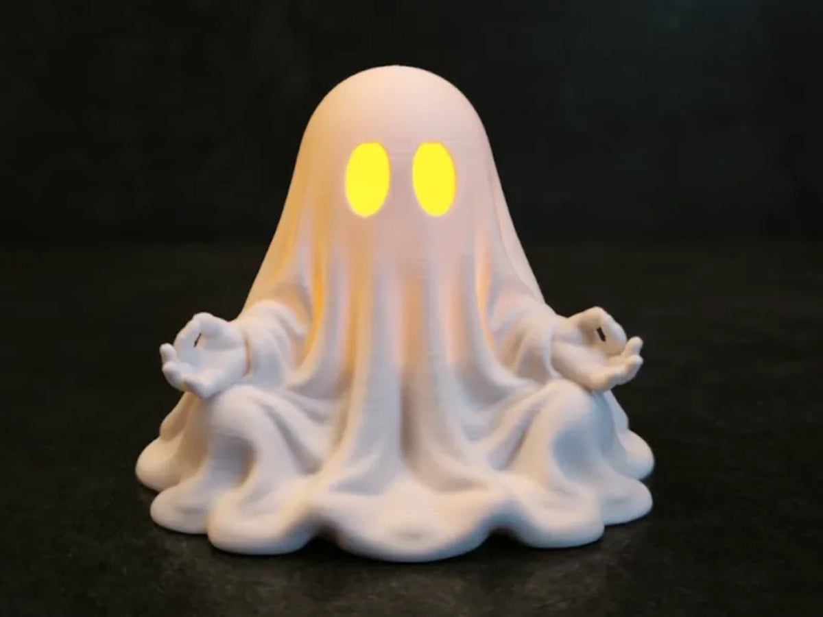 Meditating Ghost - a serene ghost tealight sitting in meditation pose (secondary)