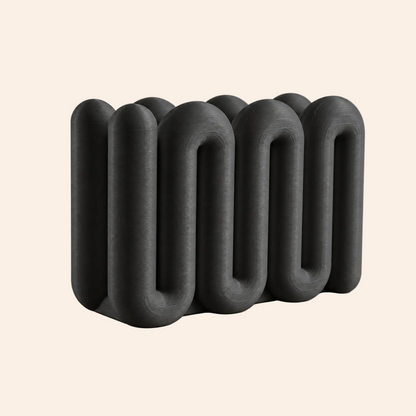 The Loop Stand Large in black, three-wave front view on warm white