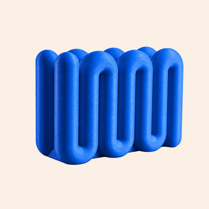 The Loop Stand Large in blue, three-wave front view on warm white