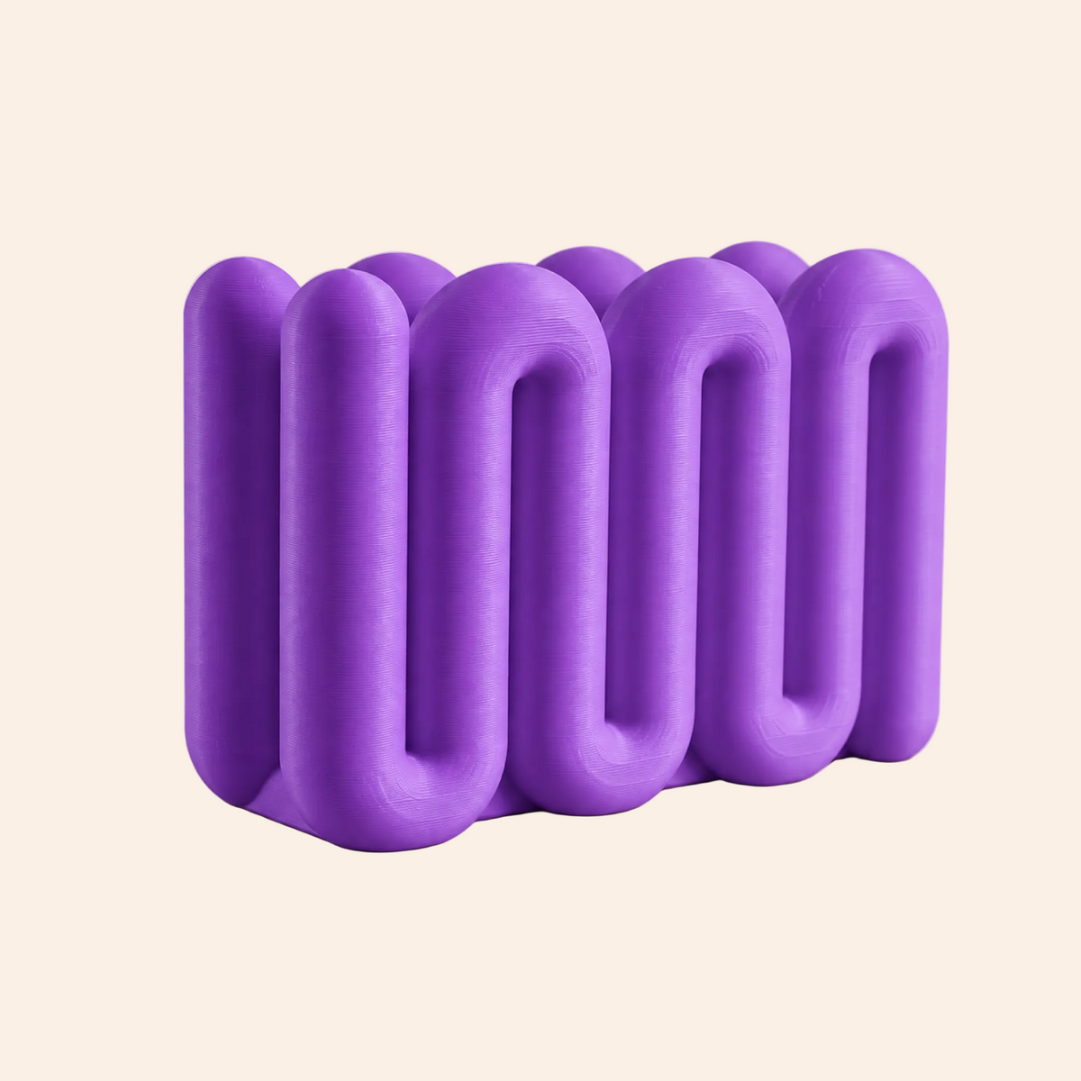 The Loop Stand Large in purple, three-wave front view on warm white
