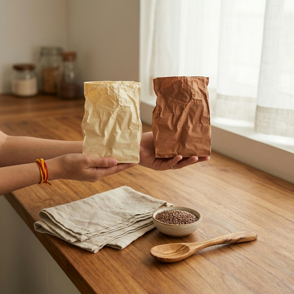 Crumpled Stationery Holder in Beige and Brown