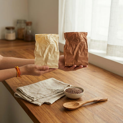 Crumpled Stationery Holder in Beige and Brown