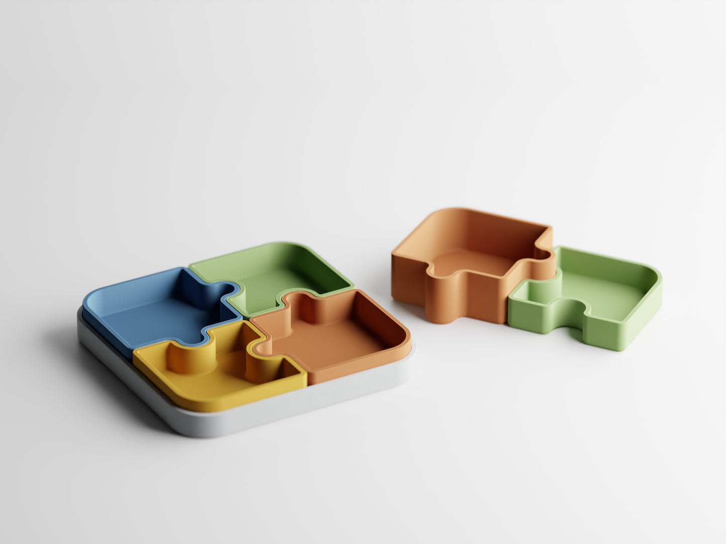 Piece of Mind 3D printed trays in warm sunlight