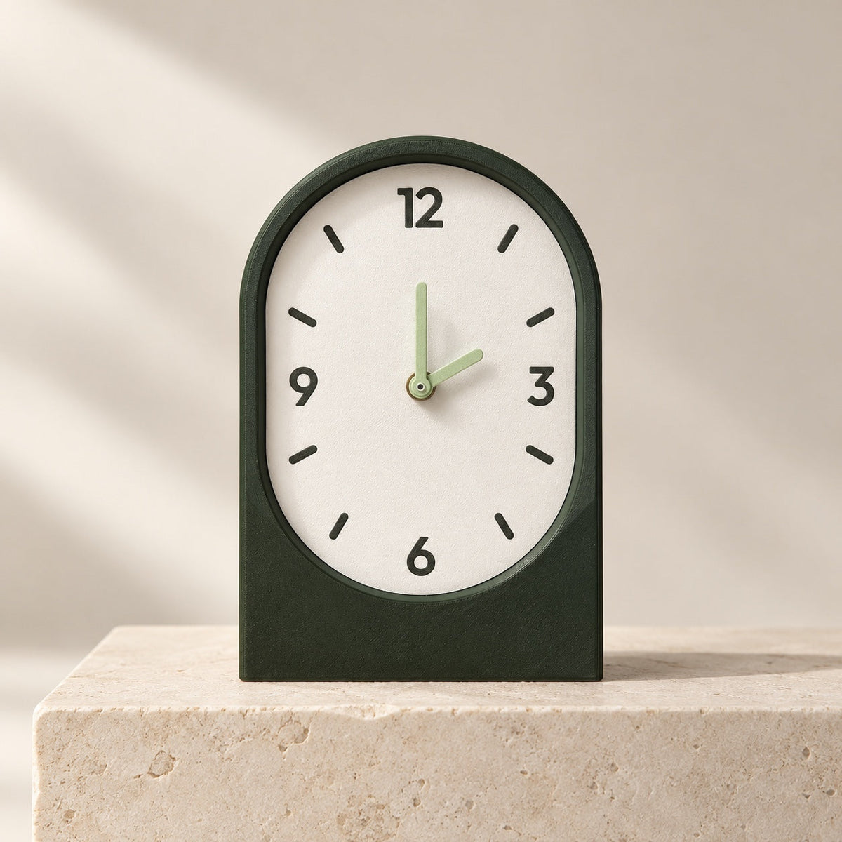 Solace vertical clock on limestone