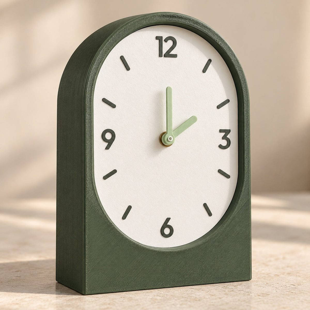 Solace vertical clock on a tabletop