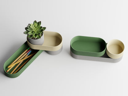 Stackflow tray with keys and coins